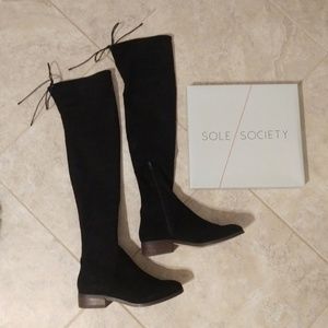 Sole Society Ravenna Black OTK Suede Boots